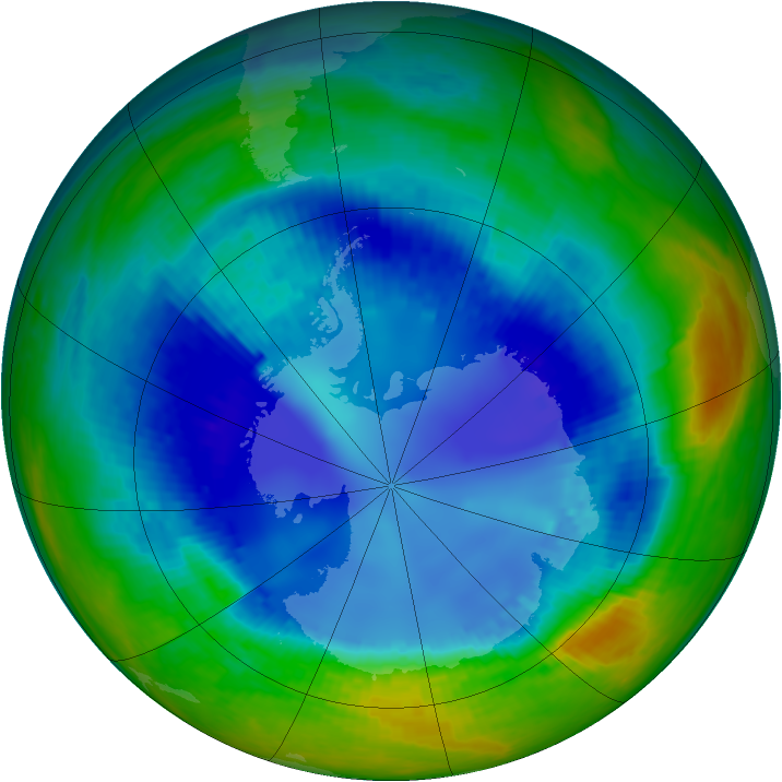 Antarctic ozone map for 19 August 2003